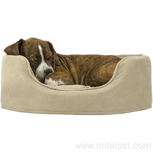 Pet Oval Terry Suede Fleece Bed with Mattress